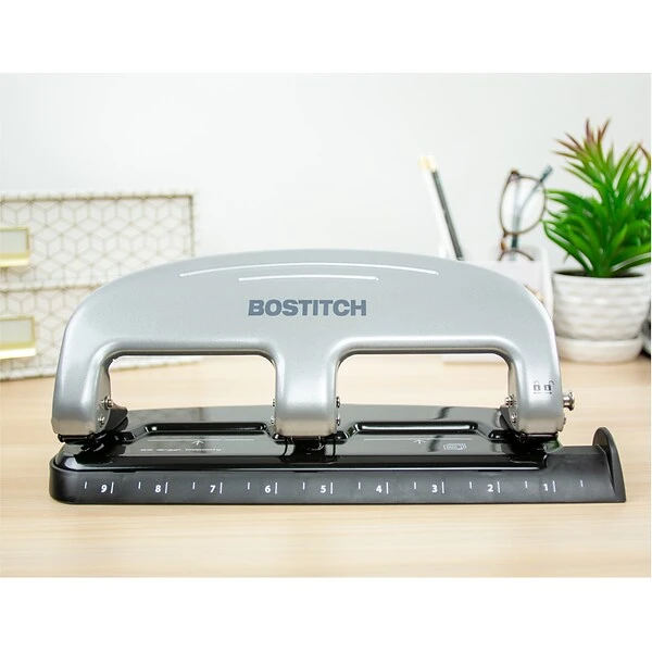 Bostitch EZ Squeeze 3-Hole Punch, 20-Sheet Capacity, Silver/Black (ACI2220) 6 Bostitch EZ Squeeze 3-Hole Punch, 20-Sheet Capacity, Silver/Black (ACI2220) - Image 6