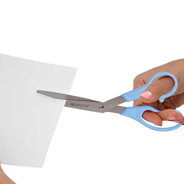 Westcott All Purpose 8" Stainless Steel Standard Scissors, Blunt Tip, Assorted, 3/Pack (13023/13403) 6 Westcott All Purpose 8" Stainless Steel Standard Scissors, Blunt Tip, Assorted, 3/Pack (13023/13403) - Image 6