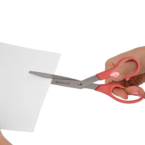 Westcott All Purpose 8" Stainless Steel Standard Scissors, Blunt Tip, Assorted, 3/Pack (13023/13403) 7 Westcott All Purpose 8" Stainless Steel Standard Scissors, Blunt Tip, Assorted, 3/Pack (13023/13403) - Image 7