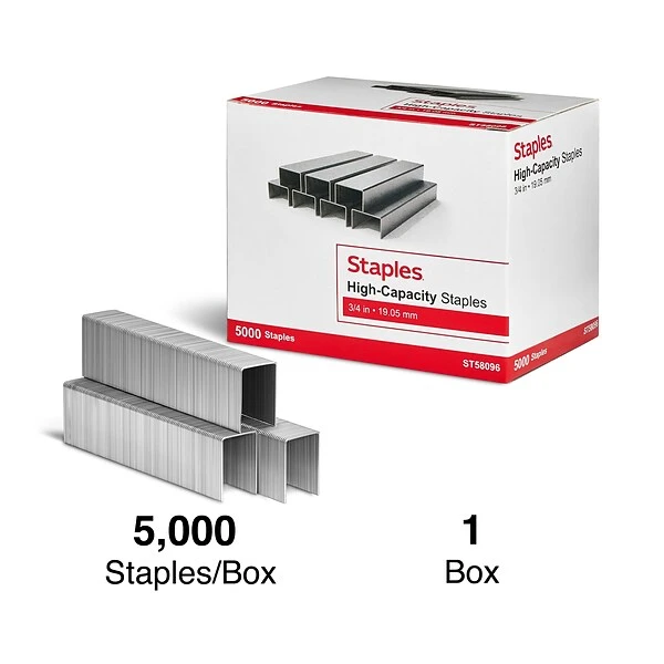 Staples High-Capacity Staples, 3/4" Leg Length, 5000/Box (TR58096) 1 Staples High-Capacity Staples, 3/4" Leg Length, 5000/Box (TR58096)