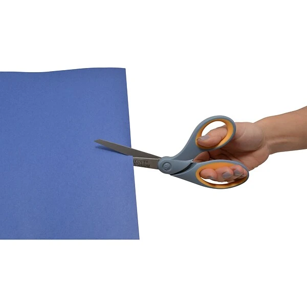 Westcott Titanium Bonded 8" Titanium Multi-Purpose/Heavy Duty Scissor, Sharp Tip, Gray/Yellow (13731) 3 Westcott Titanium Bonded 8" Titanium Multi-Purpose/Heavy Duty Scissor, Sharp Tip, Gray/Yellow (13731) - Image 3