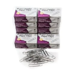 Charles Leonard Jumbo Gem Paper Clips, Silver100 Paper Clips Per Box, 10 Boxes Per Pack (CHL301EQ)