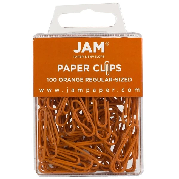 JAM Paper® Colored Standard Paper Clips, Small 1 Inch, Orange Paperclips, 3 Packs Of 100 (42186870B) 1 JAM Paper® Colored Standard Paper Clips, Small 1 Inch, Orange Paperclips, 3 Packs Of 100 (42186870B)