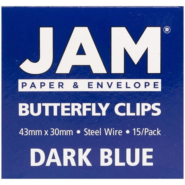 JAM Paper® Colorful Butterfly Paper Clips, Dark Blue Paperclips, 15/Pack (332BYBU) 3 JAM Paper® Colorful Butterfly Paper Clips, Dark Blue Paperclips, 15/Pack (332BYBU) - Image 3