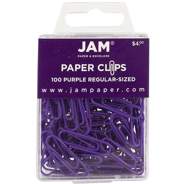 JAM Paper® Vinyl Colored Standard Paper Clips, Small, Purple, 100/Pack (2183753) 2 JAM Paper® Vinyl Colored Standard Paper Clips, Small, Purple, 100/Pack (2183753) - Image 2