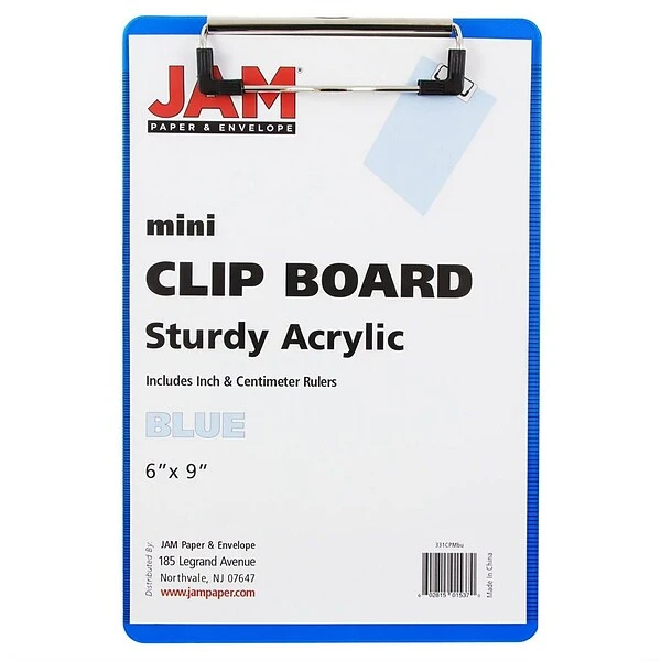 JAM Paper® Small Plastic Clipboards, 6" X 9", Blue, 1/PK (331CPMBU) 2 JAM Paper® Small Plastic Clipboards, 6" X 9", Blue, 1/PK (331CPMBU) - Image 2