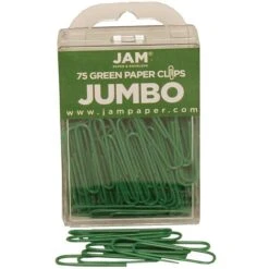 JAM Paper Jumbo Paper Clip, Green, 3 Packs Of 75(42186878B)