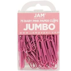 JAM Paper Jumbo Paper Clips, Pink, 3/Pack (42186873B)