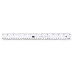 CLI 12" Plastic Ruler, 12" Length, Metric Measuring System, Plastic, 36/Box, Clear