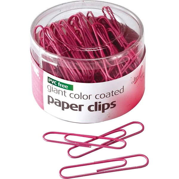 Officemate Breast Cancer Awareness Pink Paper Clips, Jumbo, 80/Tub 1 Officemate Breast Cancer Awareness Pink Paper Clips, Jumbo, 80/Tub