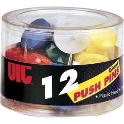 Officemate Giant Push Pins, Assorted, 12/Tub (92902)