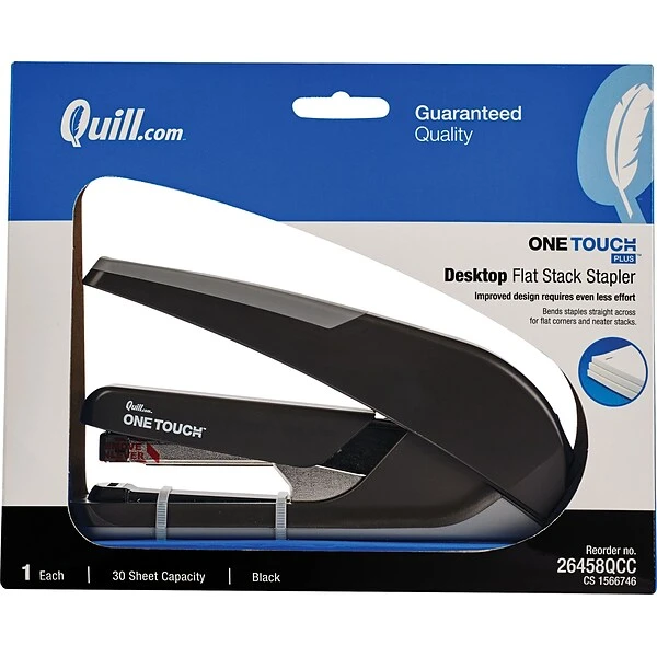 Quill Brand® One-Touch™ Plus Desktop Full Strip Stapler, 30 Sheet Capacity, Black (26458QCC) 1 Quill Brand® One-Touch™ Plus Desktop Full Strip Stapler, 30 Sheet Capacity, Black (26458QCC)