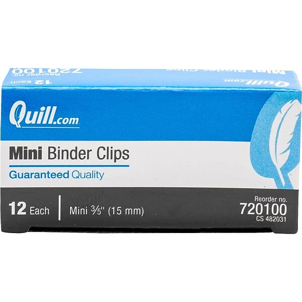 Quill Brand® Mini Binder Clips, 1/4" Capacity, Black, 12/Box (720100) 1 Quill Brand® Mini Binder Clips, 1/4" Capacity, Black, 12/Box (720100)