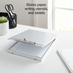 Quill Brand® Aluminum Storage Clipboard, Letter, Silver, 12-3/4" X 9-1/4" X 1-1/8", 1/Pk -Fiskar Shop s1206524 s7