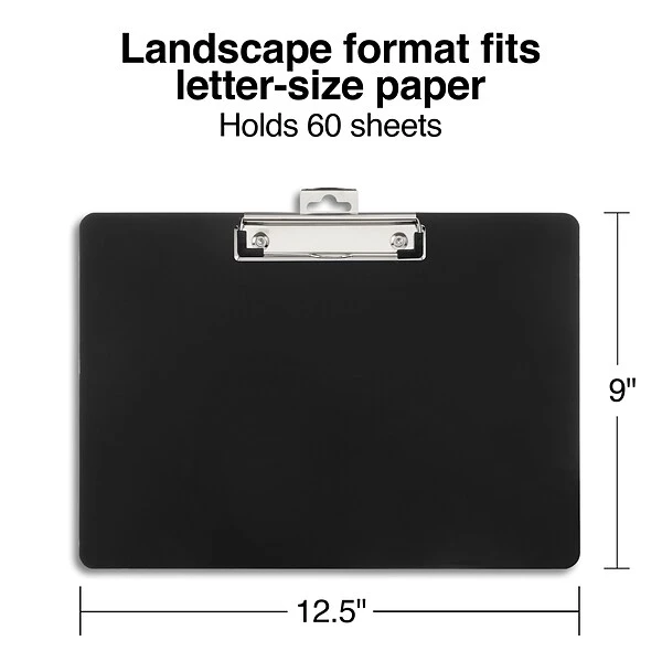Plastic Landscape Clipboard, Letter Size, Black (28526) 1 Plastic Landscape Clipboard, Letter Size, Black (28526)
