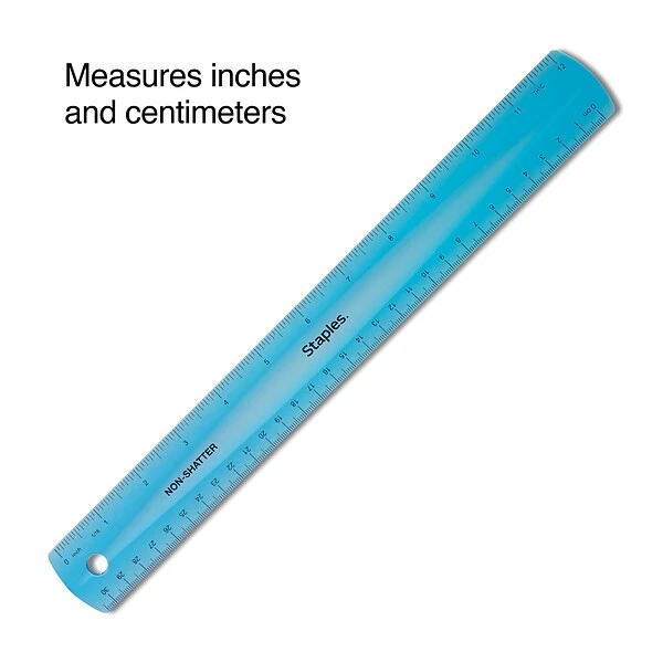 Staples 12" Shatterproof Ruler, Assorted Translucent Colors (51883) 1 Staples 12" Shatterproof Ruler, Assorted Translucent Colors (51883)