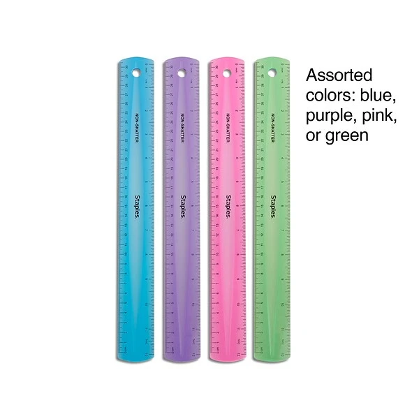 Staples 12" Shatterproof Ruler, Assorted Translucent Colors (51883) 2 Staples 12" Shatterproof Ruler, Assorted Translucent Colors (51883) - Image 2
