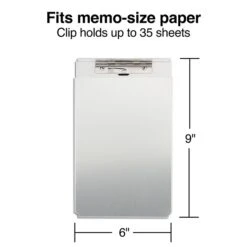 Quill Brand® Aluminum Clipboard, Memo, Silver, 10" X 6-1/4" X 1-1/8", 1/Pk