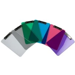 JAM Paper Plastic Clipboard, Letter Size, Assorted Colors, 6/Pack (3409ASSRT)