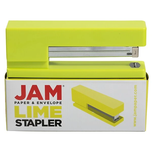 JAM Paper Modern Desktop Stapler, 10 Sheet Capacity, Lime Green (337GR) 3 JAM Paper Modern Desktop Stapler, 10 Sheet Capacity, Lime Green (337GR) - Image 3