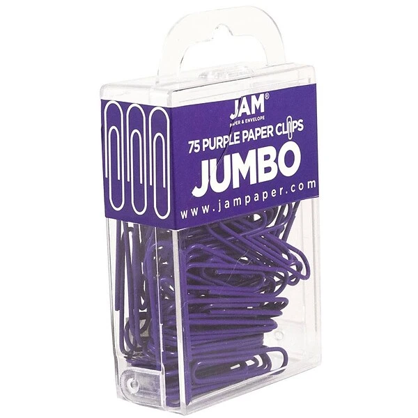 JAM Paper® Colored Jumbo Paper Clips, Large 2 Inch, Purple Paperclips, 2 Packs Of 75 (42186879a) 2 JAM Paper® Colored Jumbo Paper Clips, Large 2 Inch, Purple Paperclips, 2 Packs Of 75 (42186879a) - Image 2