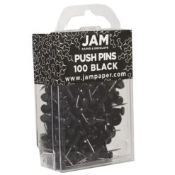 JAM Paper Push Pins, Black, 2 Packs Of 100 (222419046A)