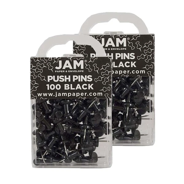 JAM Paper Push Pins, Black, 2 Packs Of 100 (222419046A) 3 JAM Paper Push Pins, Black, 2 Packs Of 100 (222419046A) - Image 3