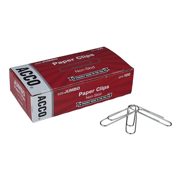 ACCO Economy Jumbo Paper Clips, Silver, 100/Box (A7072585) 1 ACCO Economy Jumbo Paper Clips, Silver, 100/Box (A7072585)