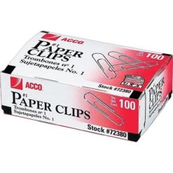 ACCO Economy #1 Paper Clips, Silver, 100/Box (A7072380)