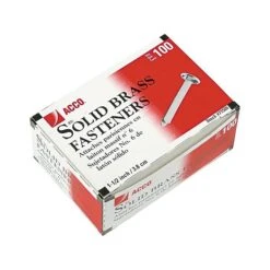 ACCO Solid Brass Round Head Fasteners, 1.5", Shiny Gold, 100/Box (A7071506)