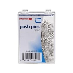 Officemate Push Pins, Clear, 100/Box (92707)