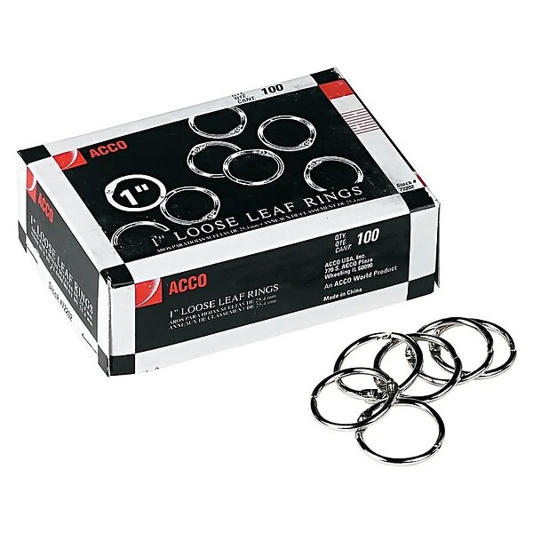 ACCO Book Rings, Silver, 100/Box (A7072202) 1 ACCO Book Rings, Silver, 100/Box (A7072202)