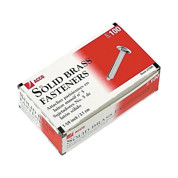 ACCO Round Head Fasteners, Shiny Gold, 100/Box (A7071505) 1 ACCO Round Head Fasteners, Shiny Gold, 100/Box (A7071505)