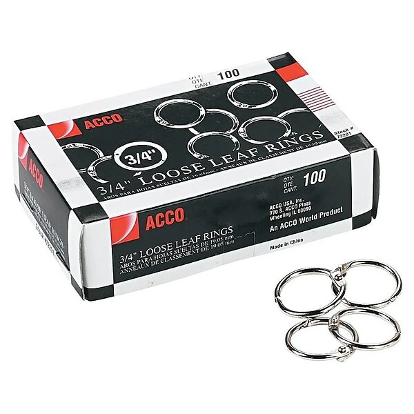 ACCO Book Rings, Silver, 100/Box (A7072201) 1 ACCO Book Rings, Silver, 100/Box (A7072201)