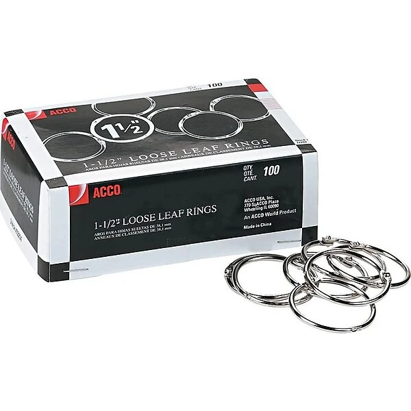 ACCO Book Rings, Silver, 100/Box (A7072204) 1 ACCO Book Rings, Silver, 100/Box (A7072204)