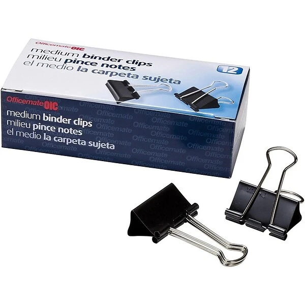 OfficeMate Medium Binder Clips, 1-1/4" Width, Black, 12/Box (99050) 1 OfficeMate Medium Binder Clips, 1-1/4" Width, Black, 12/Box (99050)