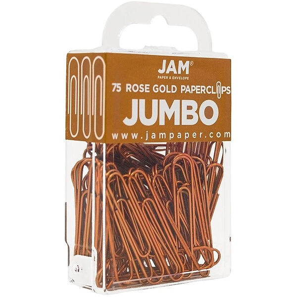 JAM Paper® Colored Jumbo Paper Clips, Large 2 Inch, Rose Gold Paperclips, 2 Packs Of 75 (21832059a) 2 JAM Paper® Colored Jumbo Paper Clips, Large 2 Inch, Rose Gold Paperclips, 2 Packs Of 75 (21832059a) - Image 2