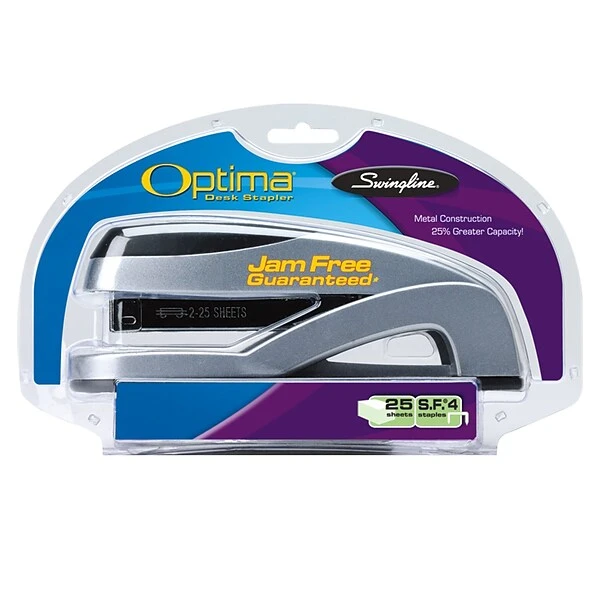 Swingline® Optima® Desk Stapler, 25 Sheet Capacity, Silver (87801) 1 Swingline® Optima® Desk Stapler, 25 Sheet Capacity, Silver (87801)