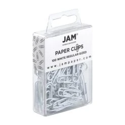 JAM Paper Small Paper Clips, White, 100/Pack (2183755)