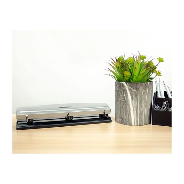 Bostitch 3-Hole Punch, 12 Sheet Capacity, Silver/Black (HP12) 3 Bostitch 3-Hole Punch, 12 Sheet Capacity, Silver/Black (HP12) - Image 3