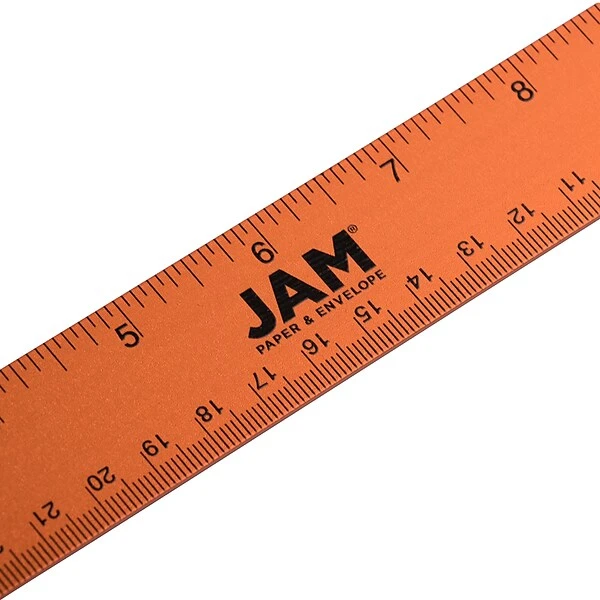 JAM Paper Stainless Steel 12" Ruler, Orange (347M12OR) 1 JAM Paper Stainless Steel 12" Ruler, Orange (347M12OR)