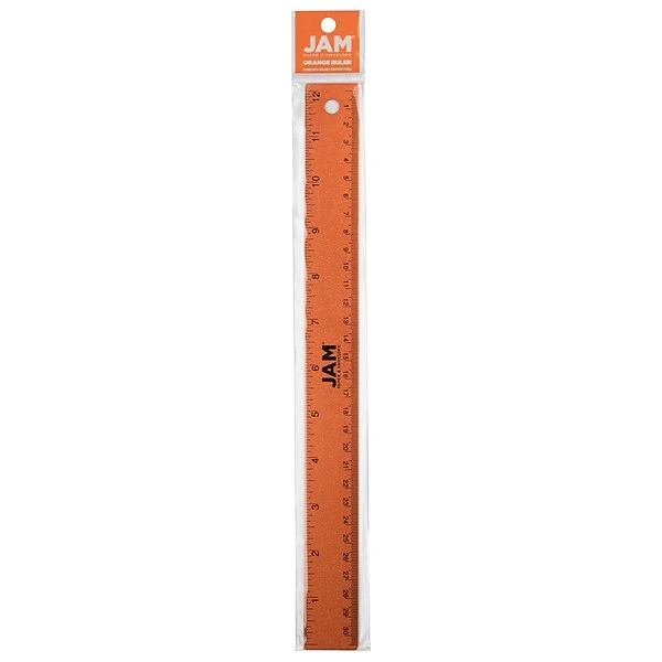 JAM Paper Stainless Steel 12" Ruler, Orange (347M12OR) 3 JAM Paper Stainless Steel 12" Ruler, Orange (347M12OR) - Image 3