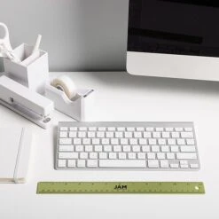JAM Paper Stainless Steel 12" Ruler, Lime Green (347M12LI) -Fiskar Shop sp92366578 s7