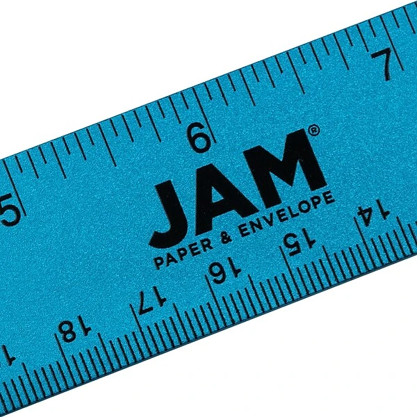 JAM Paper Stainless Steel 12" Ruler, Blue (347M12BU) 1 JAM Paper Stainless Steel 12" Ruler, Blue (347M12BU)