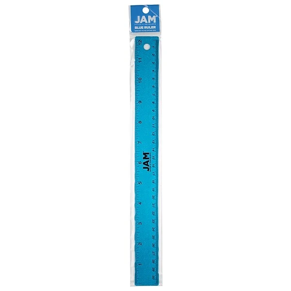 JAM Paper Stainless Steel 12" Ruler, Blue (347M12BU) 3 JAM Paper Stainless Steel 12" Ruler, Blue (347M12BU) - Image 3