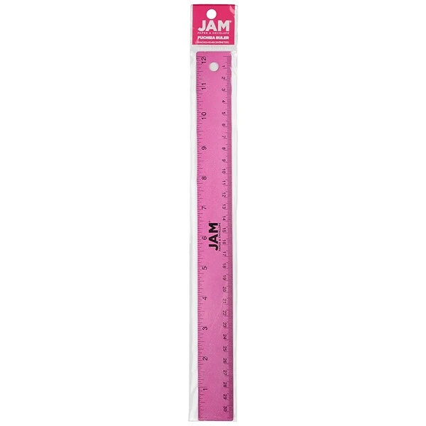 JAM Paper Stainless Steel 12" Ruler, Fuchsia (347M12FU) 3 JAM Paper Stainless Steel 12" Ruler, Fuchsia (347M12FU) - Image 3