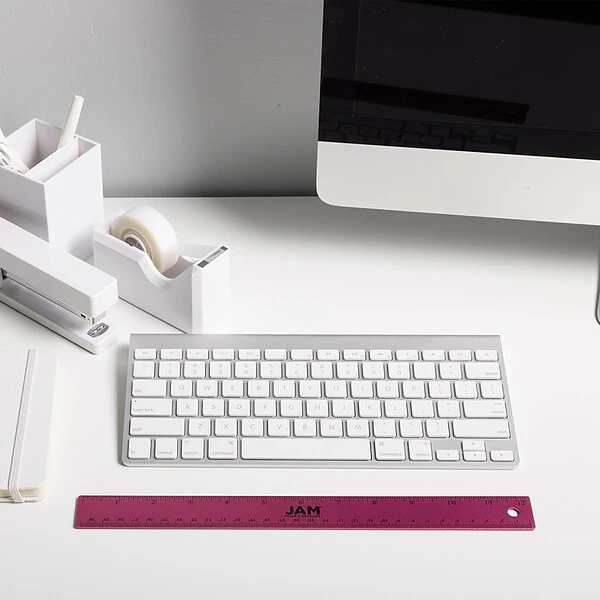 JAM Paper Stainless Steel 12" Ruler, Fuchsia (347M12FU) 4 JAM Paper Stainless Steel 12" Ruler, Fuchsia (347M12FU) - Image 4
